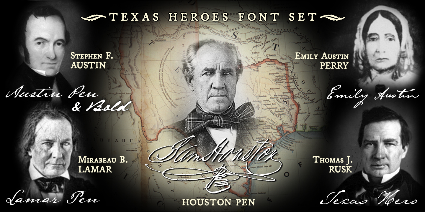 Texas Heroes Fonts Set Showing Texas Heroes Fonts Set